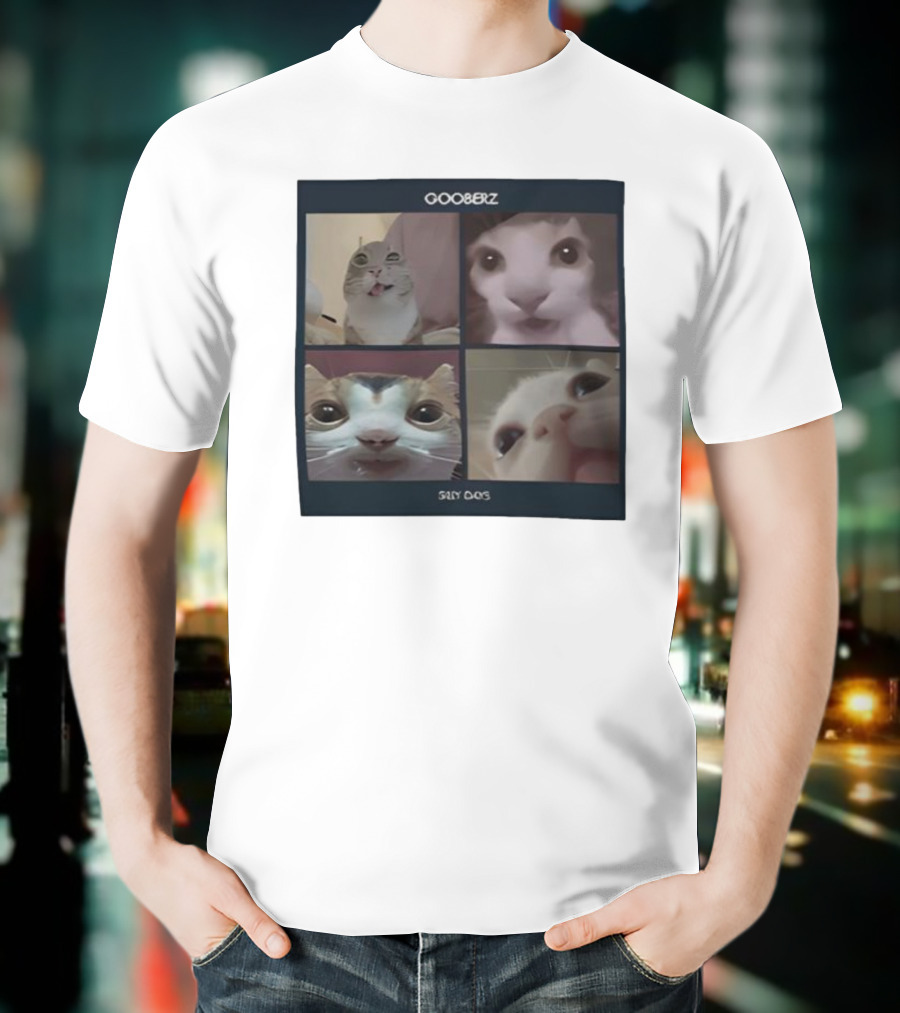 Gooberz Silly Days Funny Cat Faces Collage T-Shirt