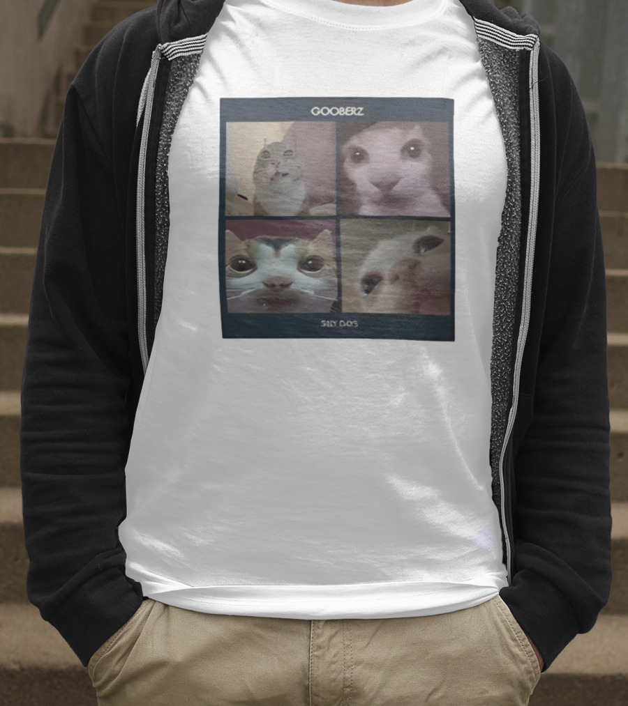 Gooberz Silly Days Funny Cat Faces Collage T-Shirt
