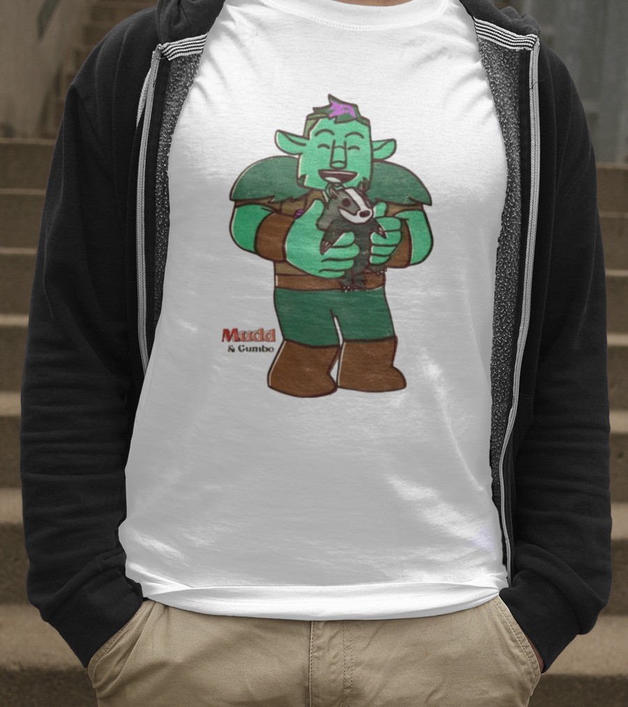 Mudd & Omino Goblin Character Embracing Pet Badger T-Shirt
