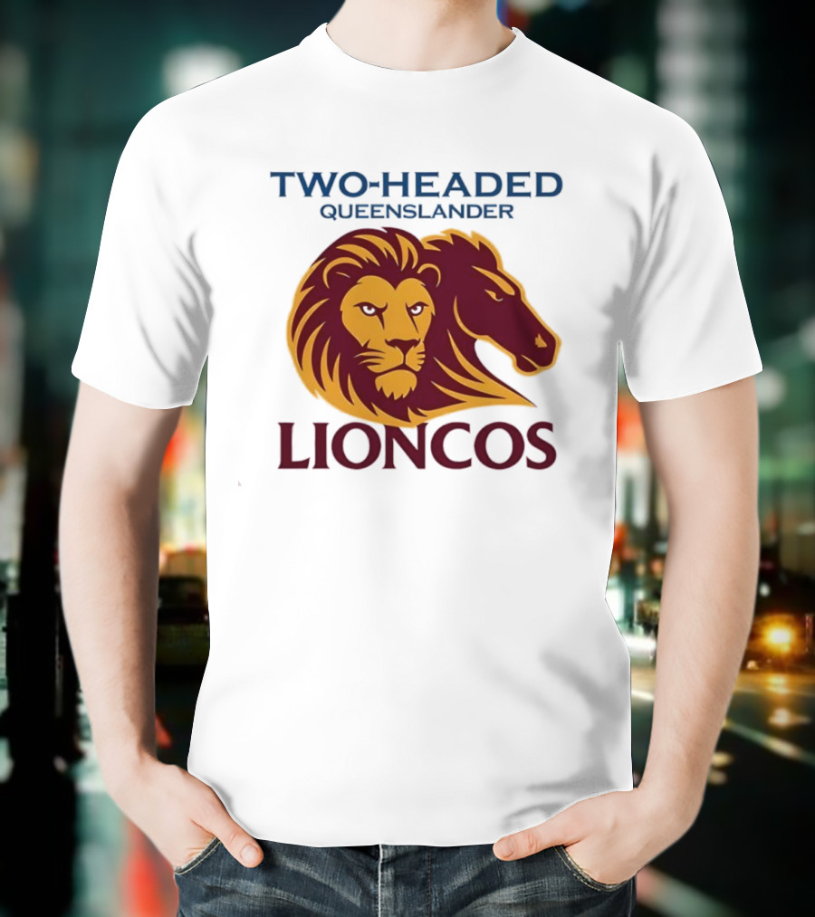 Two Headed Queenslander Lioncos Lion And Horse Head T-Shirt
