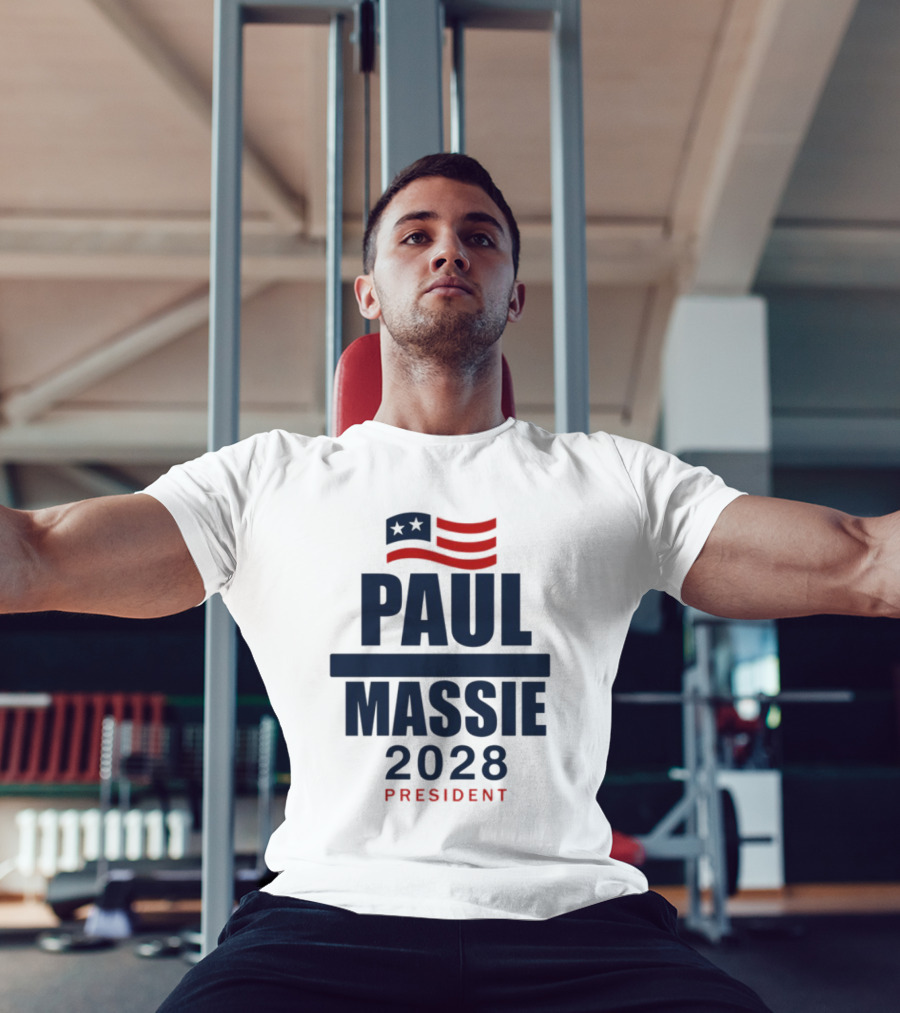 Paul Massie 2028 President Campaign With American Flag Icon T-Shirt
