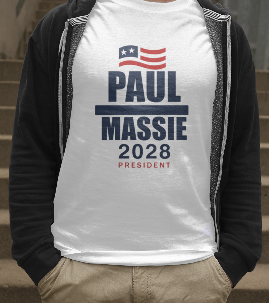 Paul Massie 2028 President Campaign With American Flag Icon T-Shirt