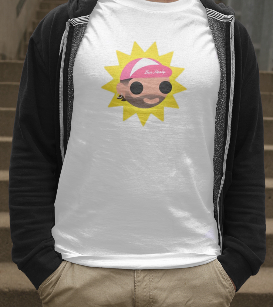 Ben Healy 2025 Pink Cap Yellow Sunburst T-Shirt