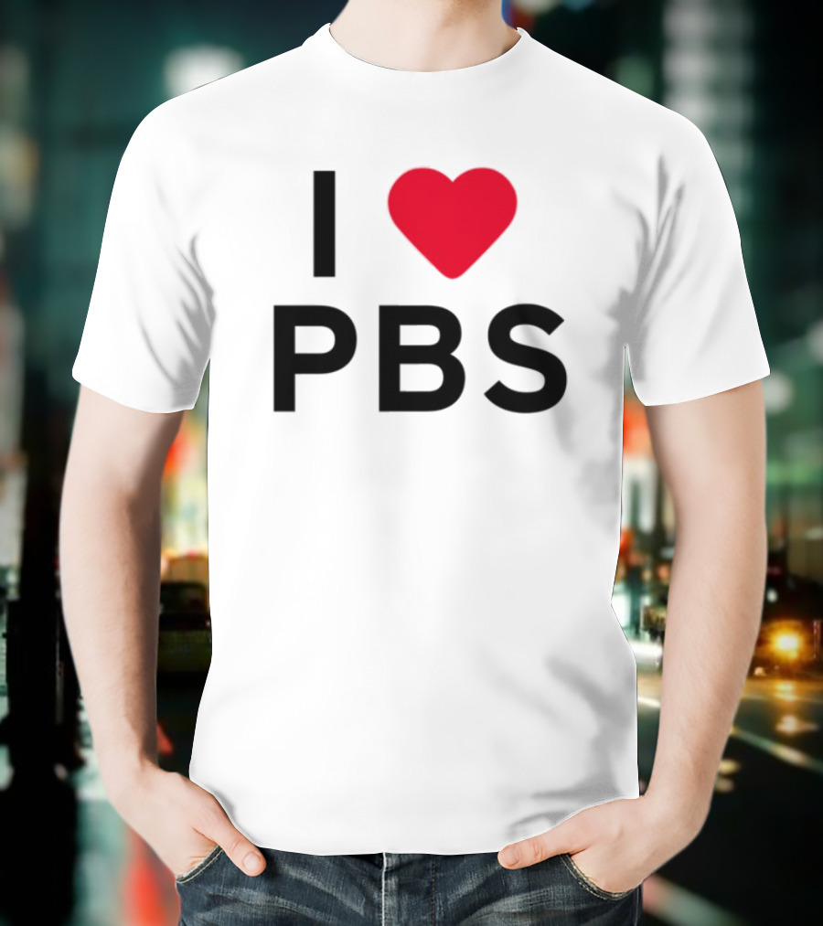 I Love PBS Classic Logo Heart Icon Fan Favorite T-Shirt