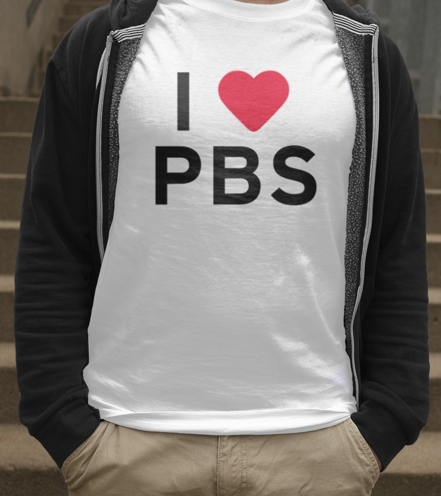 I Love PBS Classic Logo Heart Icon Fan Favorite T-Shirt