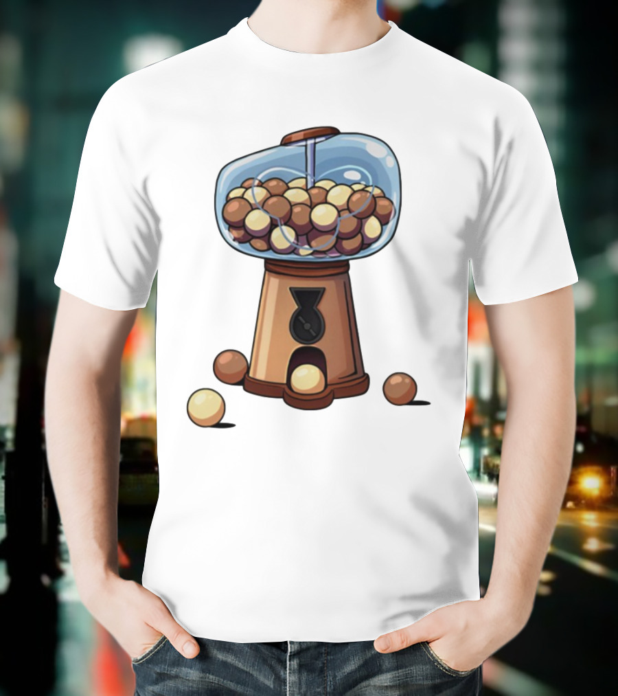 Gum Ball Machine With Brown And Cream Gumballs T-Shirt