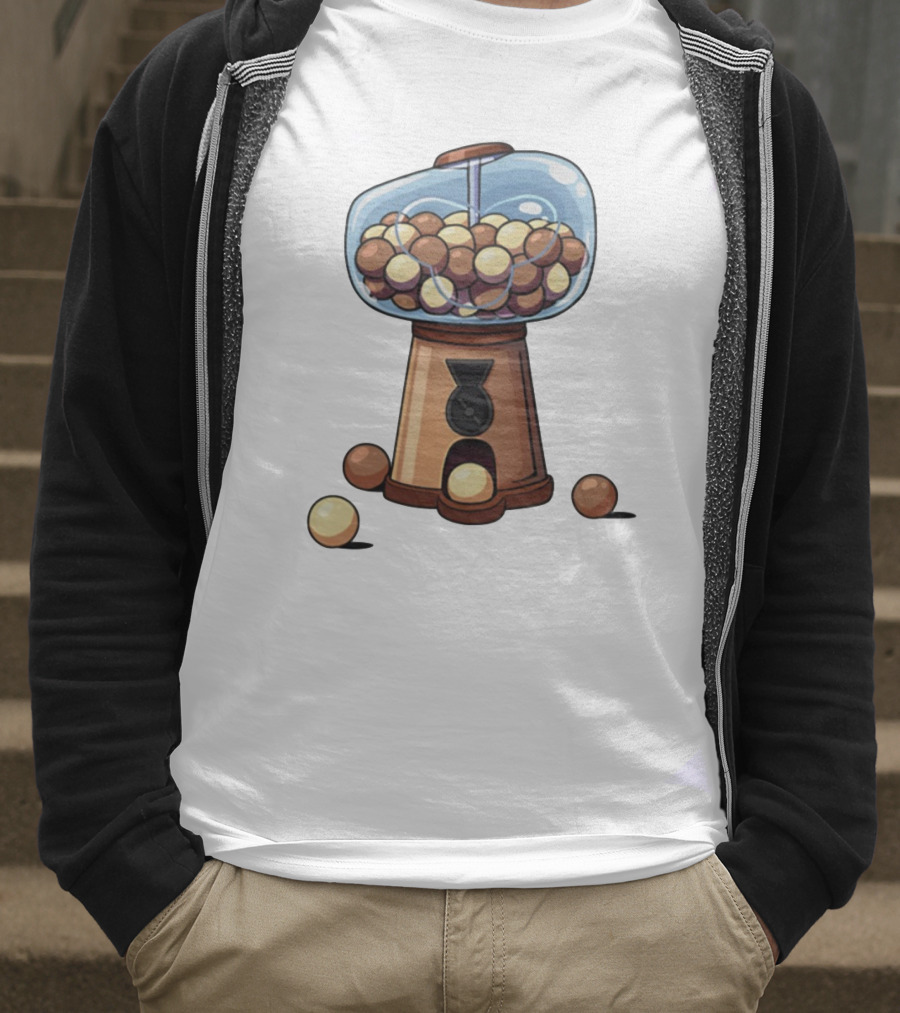 Gum Ball Machine With Brown And Cream Gumballs T-Shirt