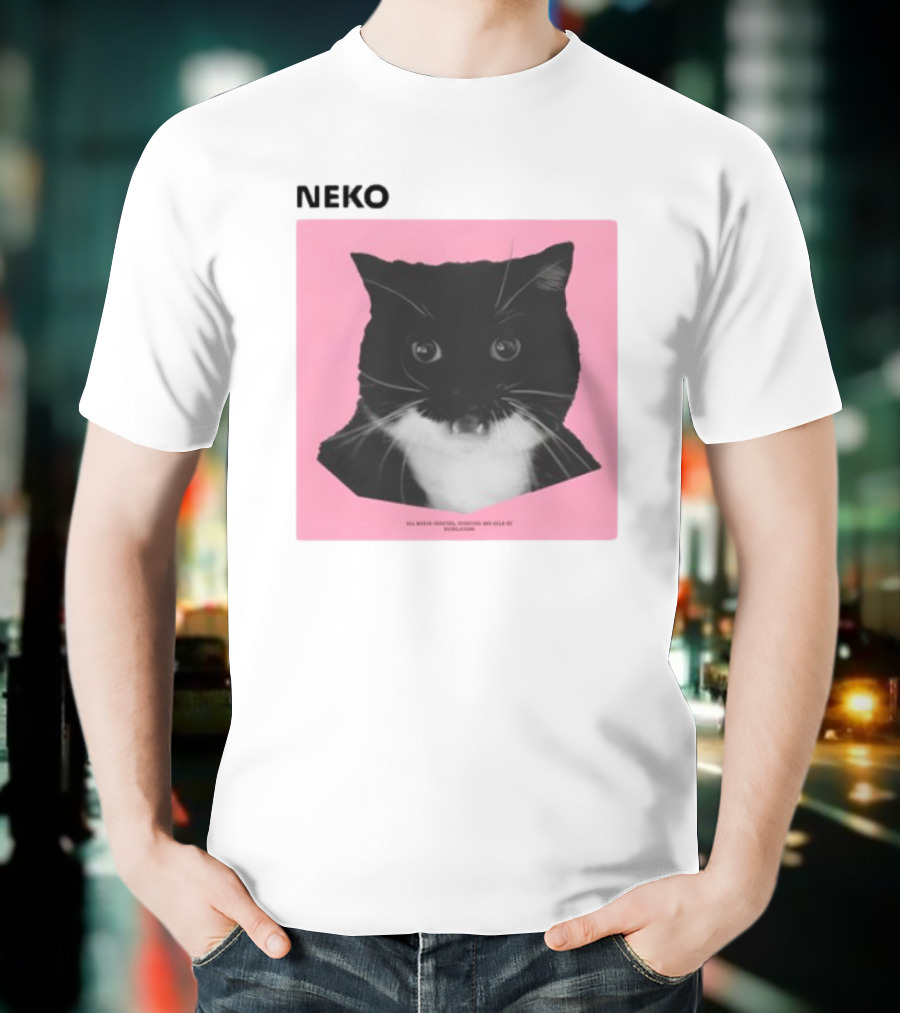 Neko Uni The Strongest Cat Silhouette In Black And Pink T-Shirt