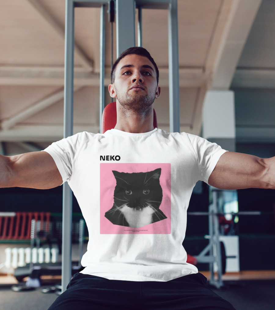 Neko Uni The Strongest Cat Silhouette In Black And Pink T-Shirt