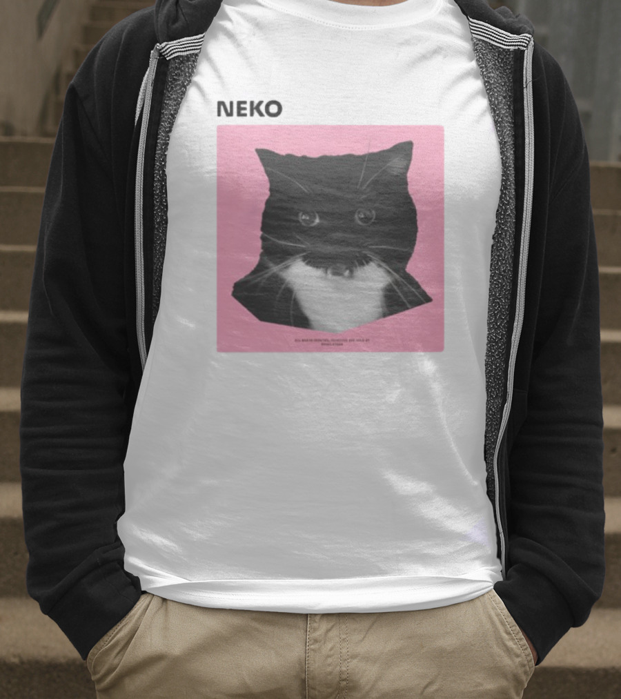 Neko Uni The Strongest Cat Silhouette In Black And Pink T-Shirt