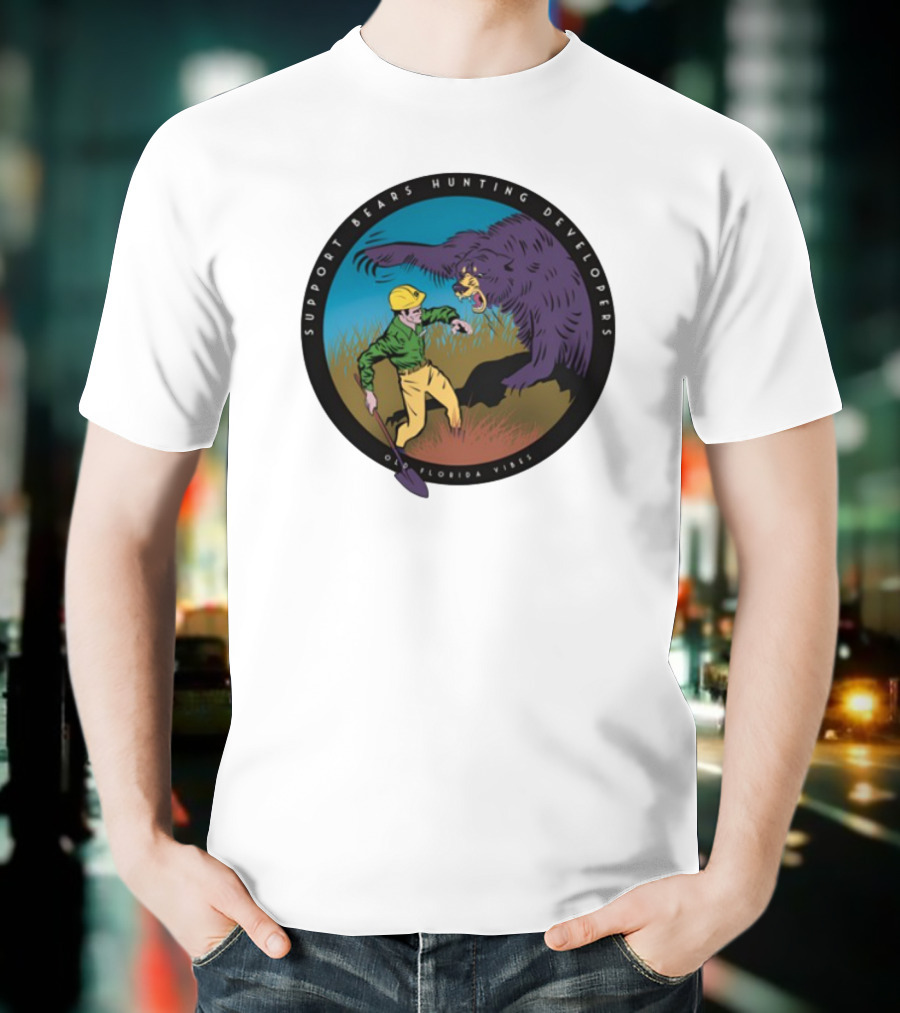 Support Bears Hunting Developers Old Florida Vibes Graphic T-Shirt