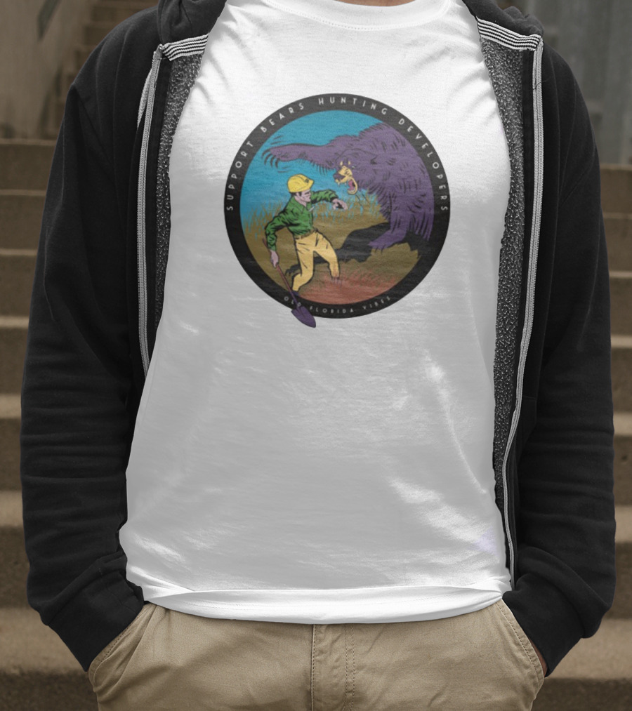 Support Bears Hunting Developers Old Florida Vibes Graphic T-Shirt