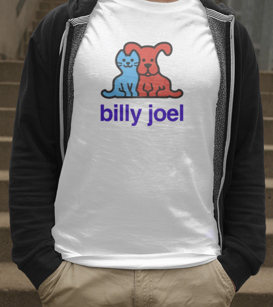 Billy Joel Cat Dog Duo Design T-Shirt