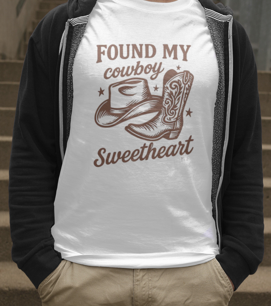 Found My Cowboy Sweetheart Hat And Boot Stars T-Shirt