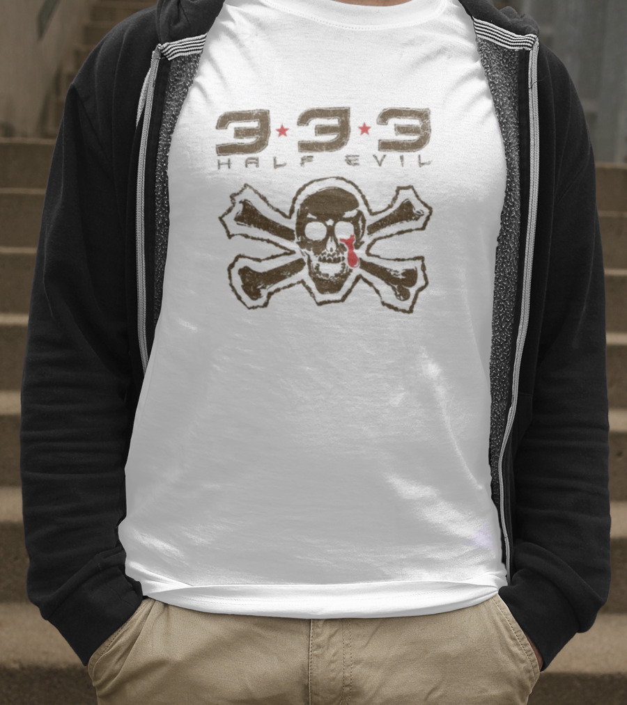 333 Half Evil Skull Crossbones Pirate T-Shirt