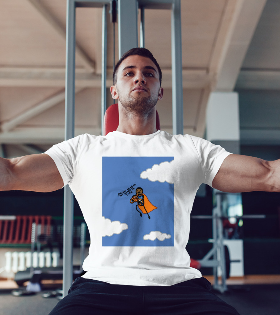 Aaron Wiggins You Saved My Life Superhero Drawing Floating In Clouds T-Shirt
