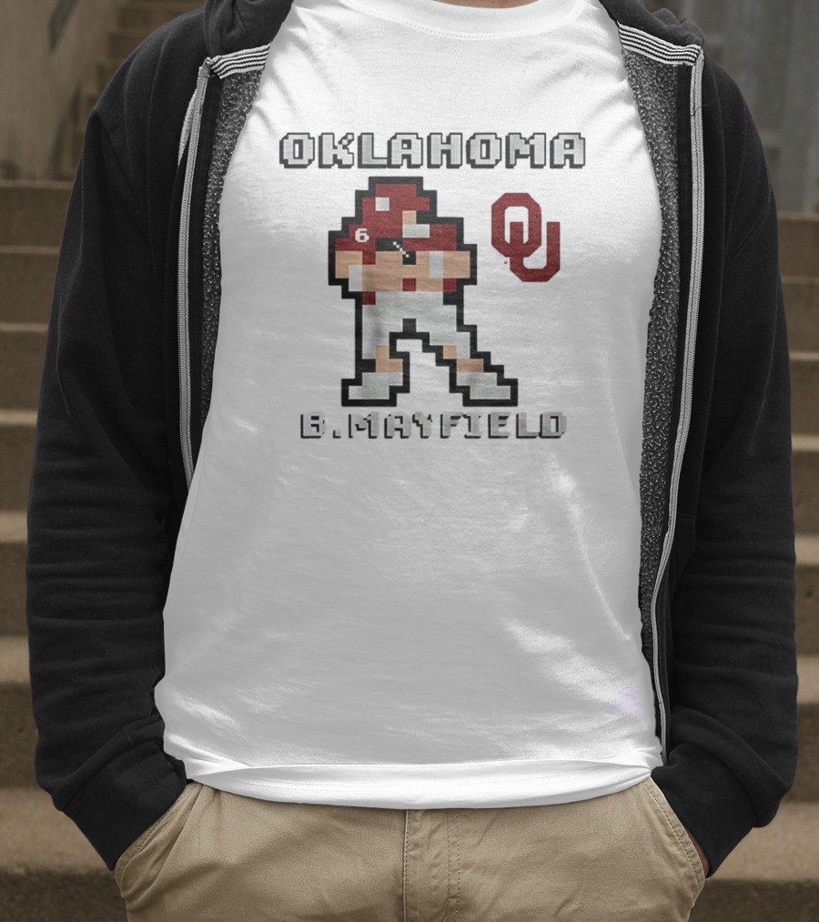 Oklahoma Sooners B. Mayfield Retro Pixel Football T-Shirt
