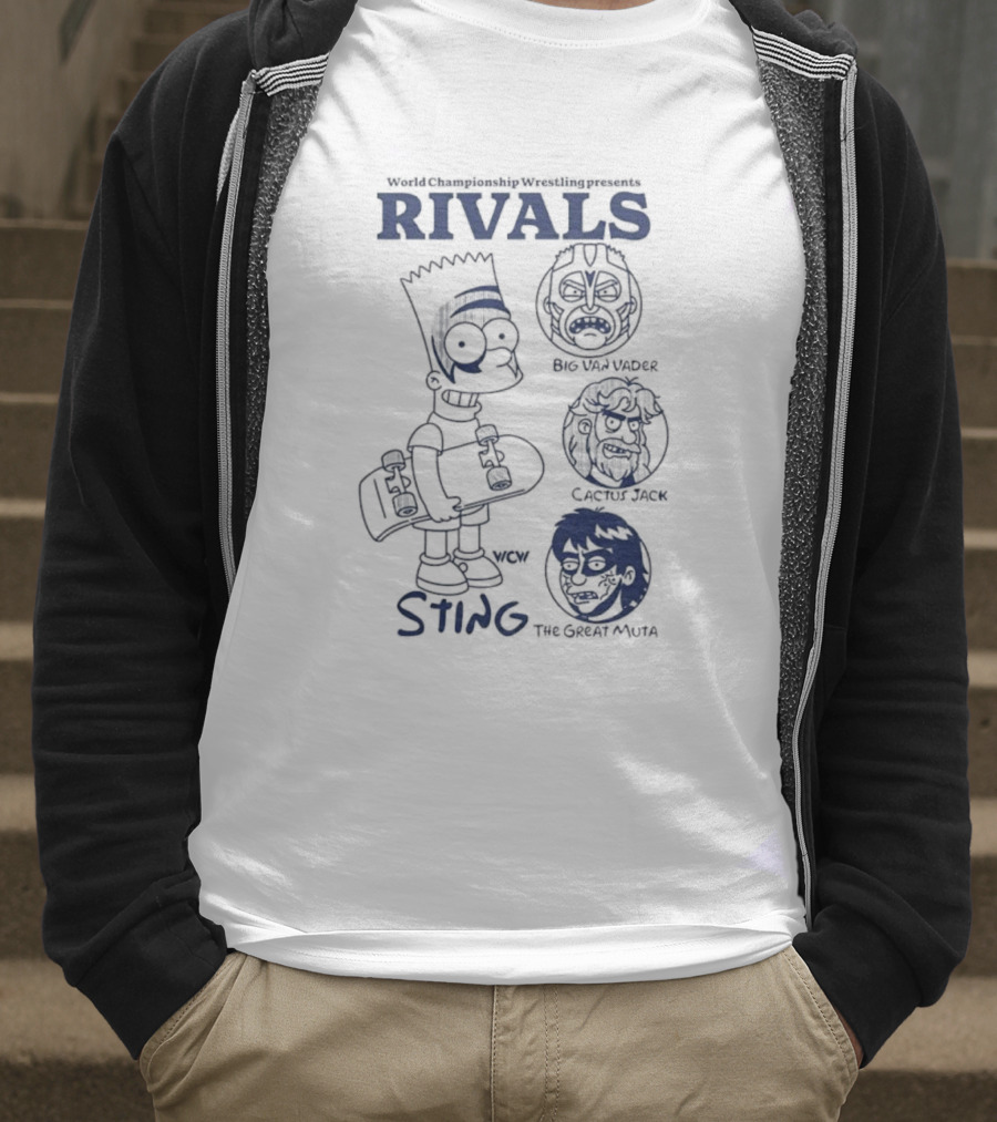 Bart Simpson World Championship Wrestling Presents Rivals WCW Sting The Ultimate Warrior Big Van Vader T-Shirt