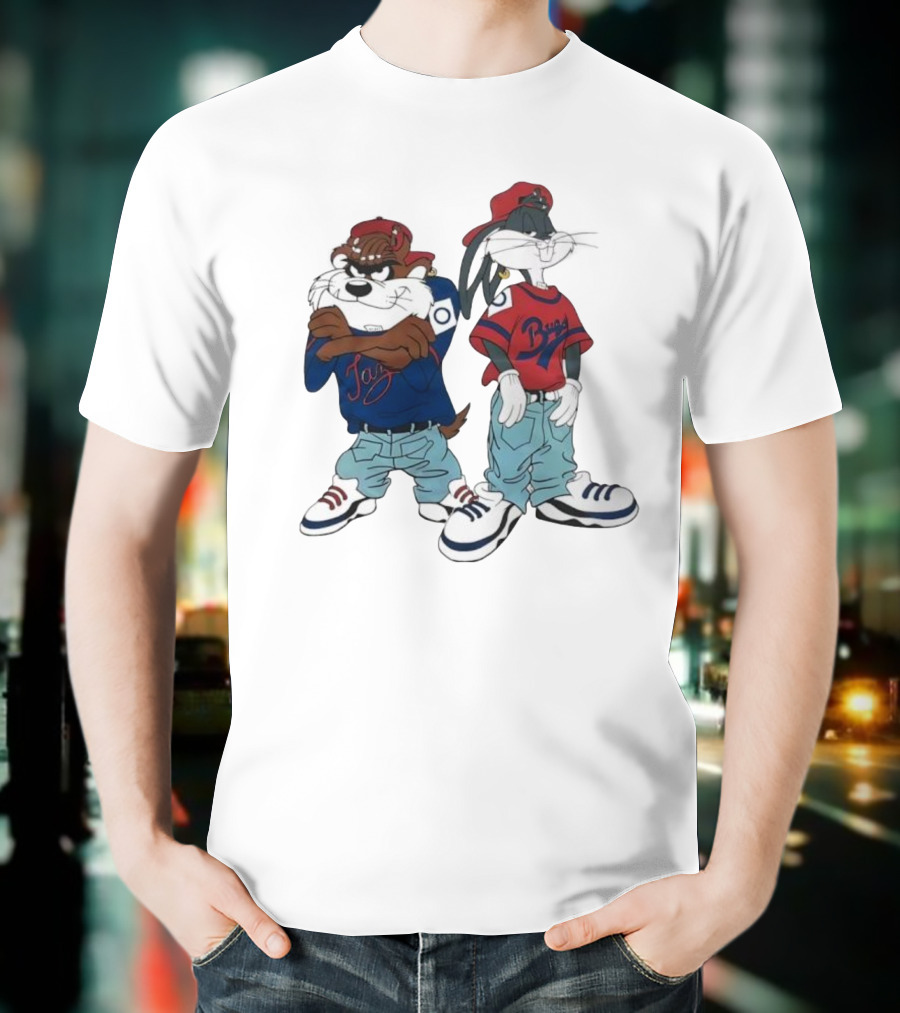 Bugs Bunny Taz Hip Hop Vintage Style Baggy Jeans Sneakers T-Shirt