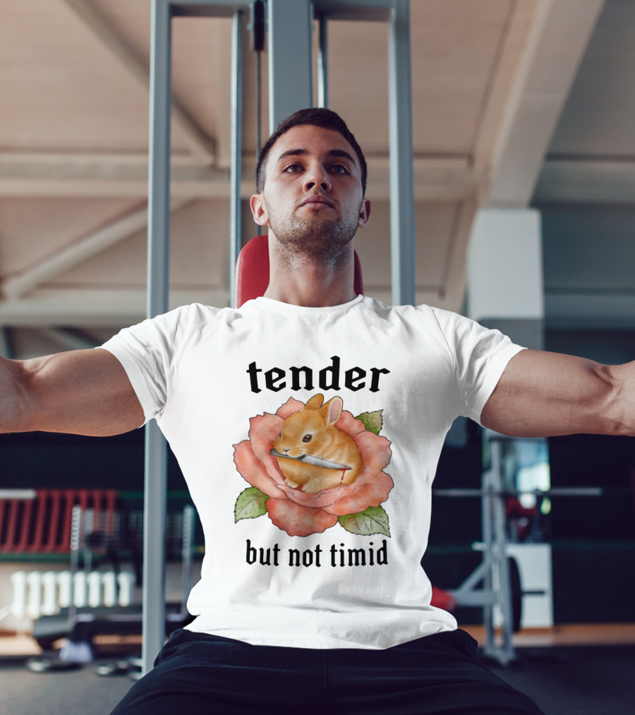 Bunny Tender But Not Timid Cute Rabbit With Knife In Rose T-Shirt