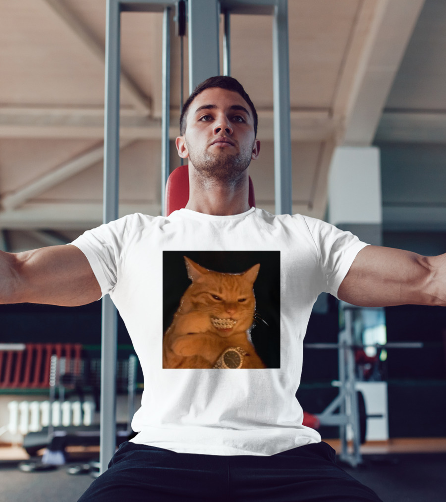 Cat Morgan Freebands Iced Out Gangsta Cat With Diamond Grill And Bling T-Shirt