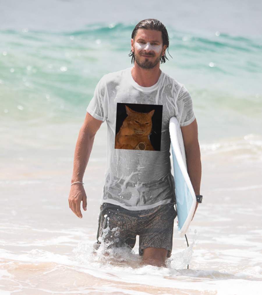 Cat Morgan Freebands Iced Out Gangsta Cat With Diamond Grill And Bling T-Shirt