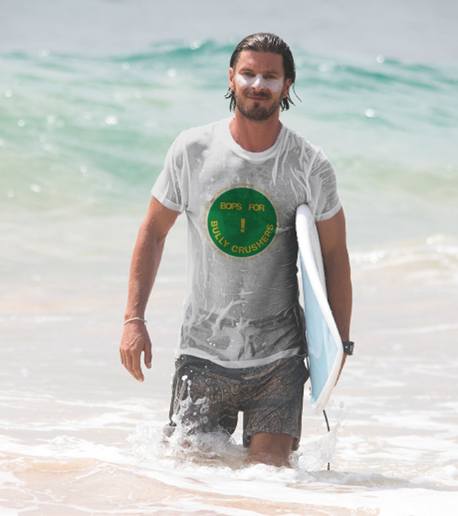 Bops For Bully Crushers Fightmastermusic Exclamation Circle Green Yellow T-Shirt