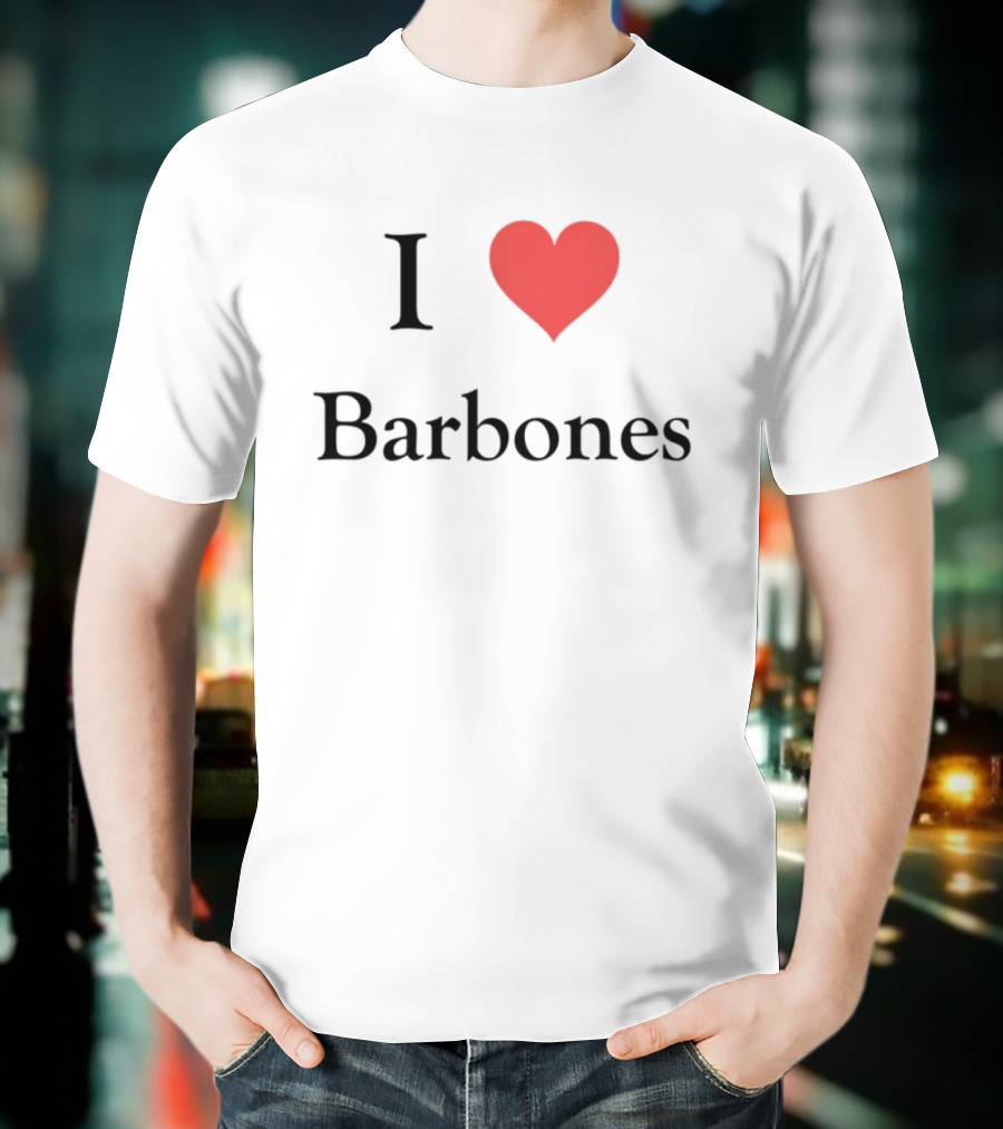 Gabrielvargas_8 I Heart Barbones Bold Text Red Heart Graphic T-Shirt