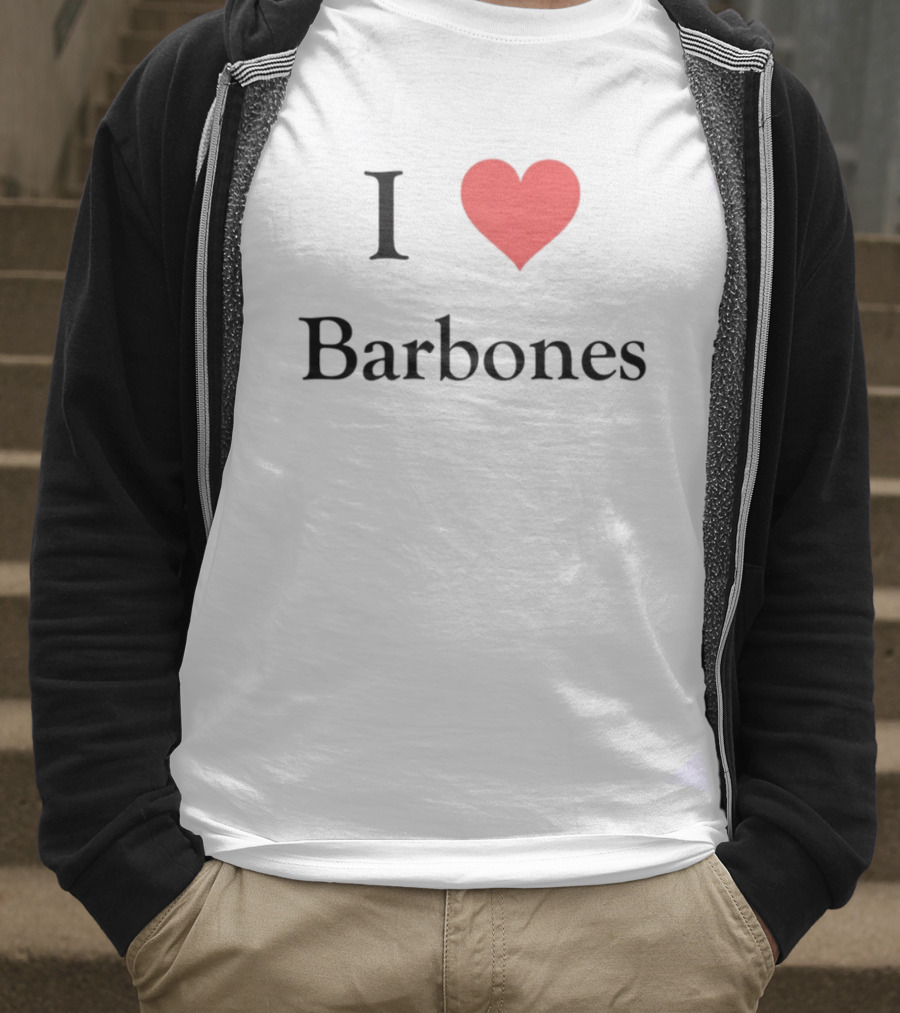 Gabrielvargas_8 I Heart Barbones Bold Text Red Heart Graphic T-Shirt