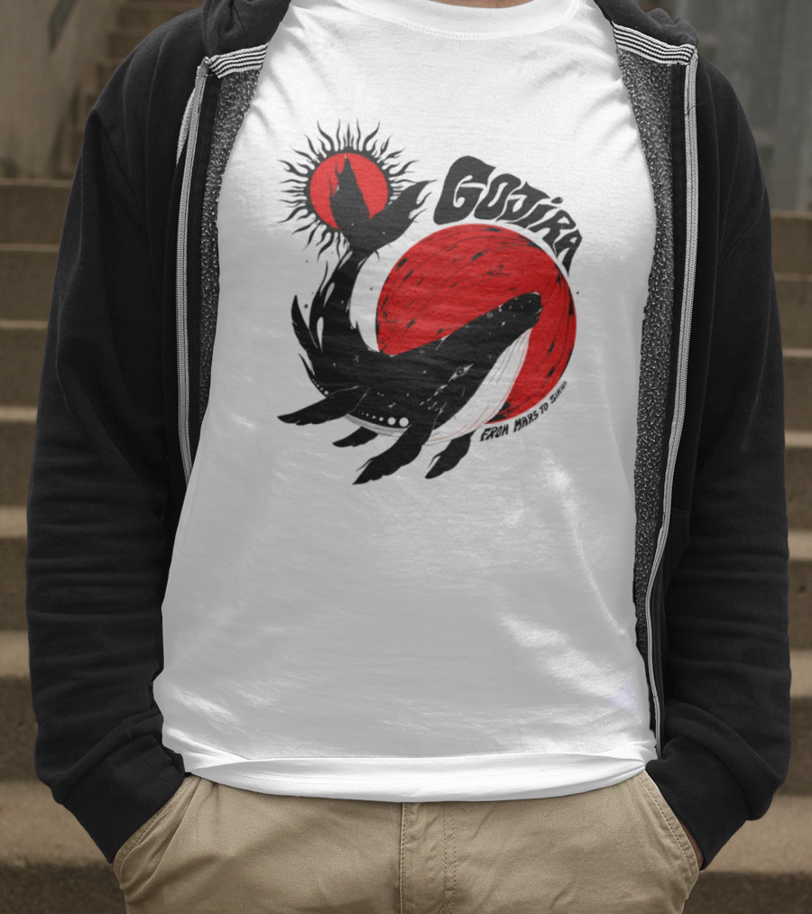 Gojira Whale Red Moon Sun Cosmic Voyage T-Shirt