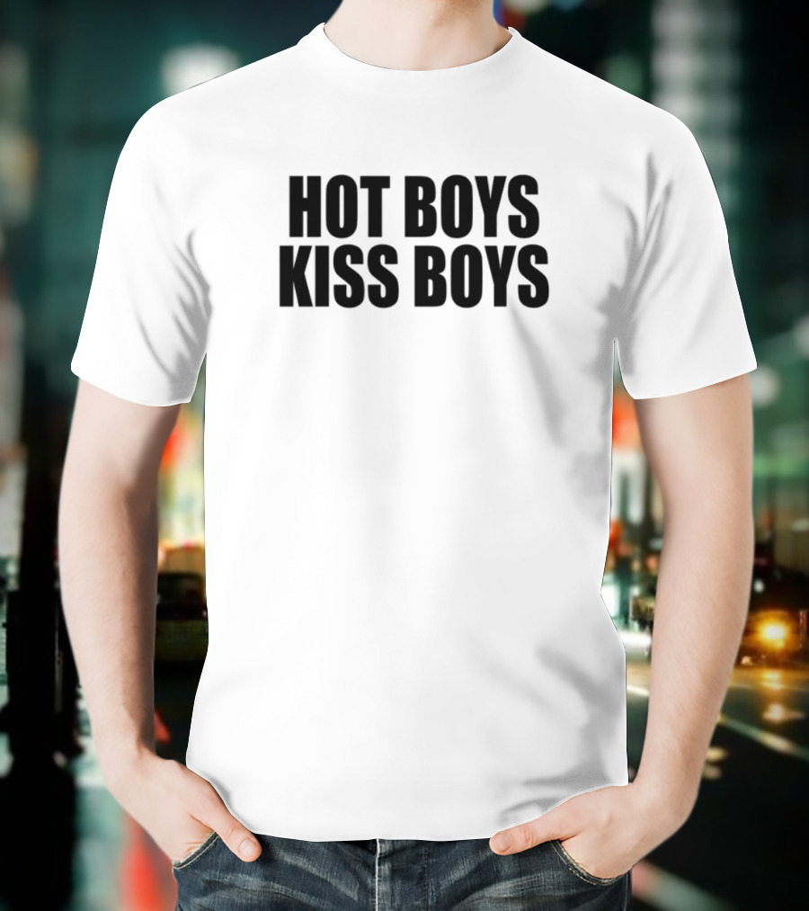 Hot Boys Kiss Boys Rainbow LGBTQ+ Pride T-Shirt