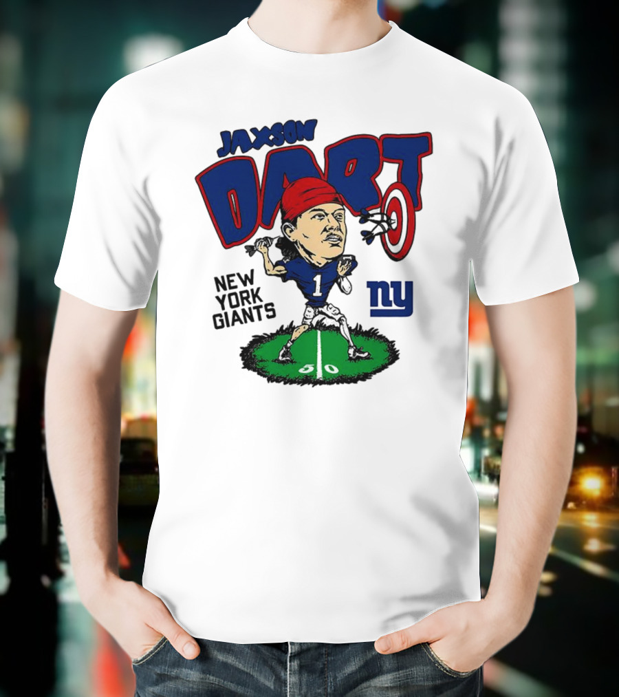 Jaxson Dart NY Giants NFL Caricature Player Number 1 T-Shirt