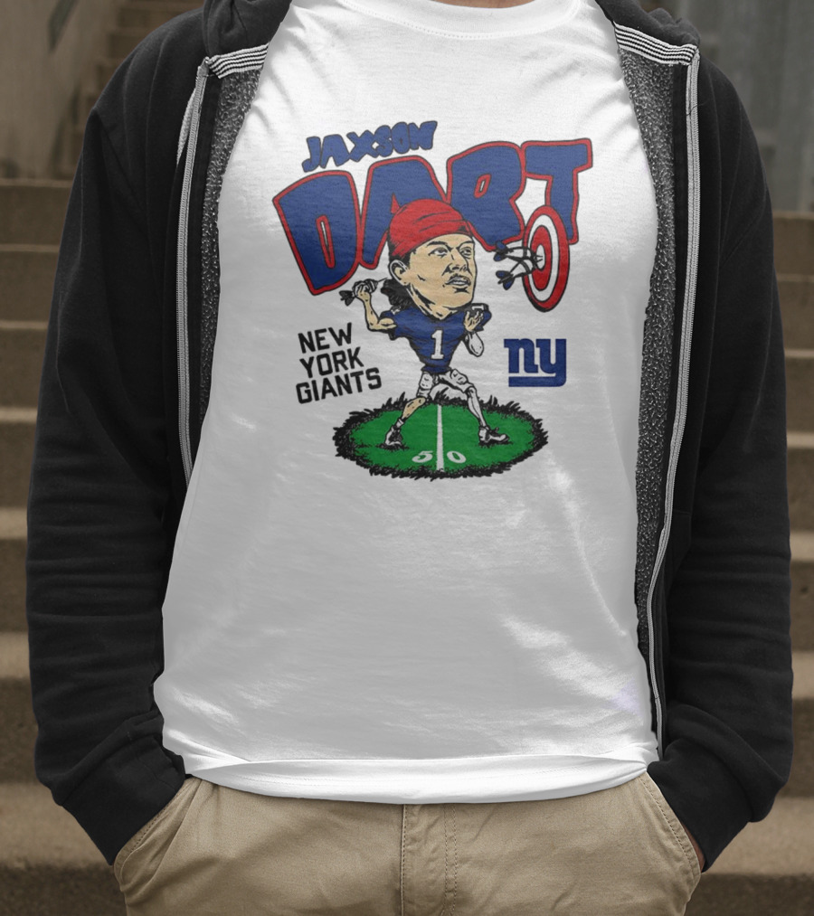 Jaxson Dart NY Giants NFL Caricature Player Number 1 T-Shirt