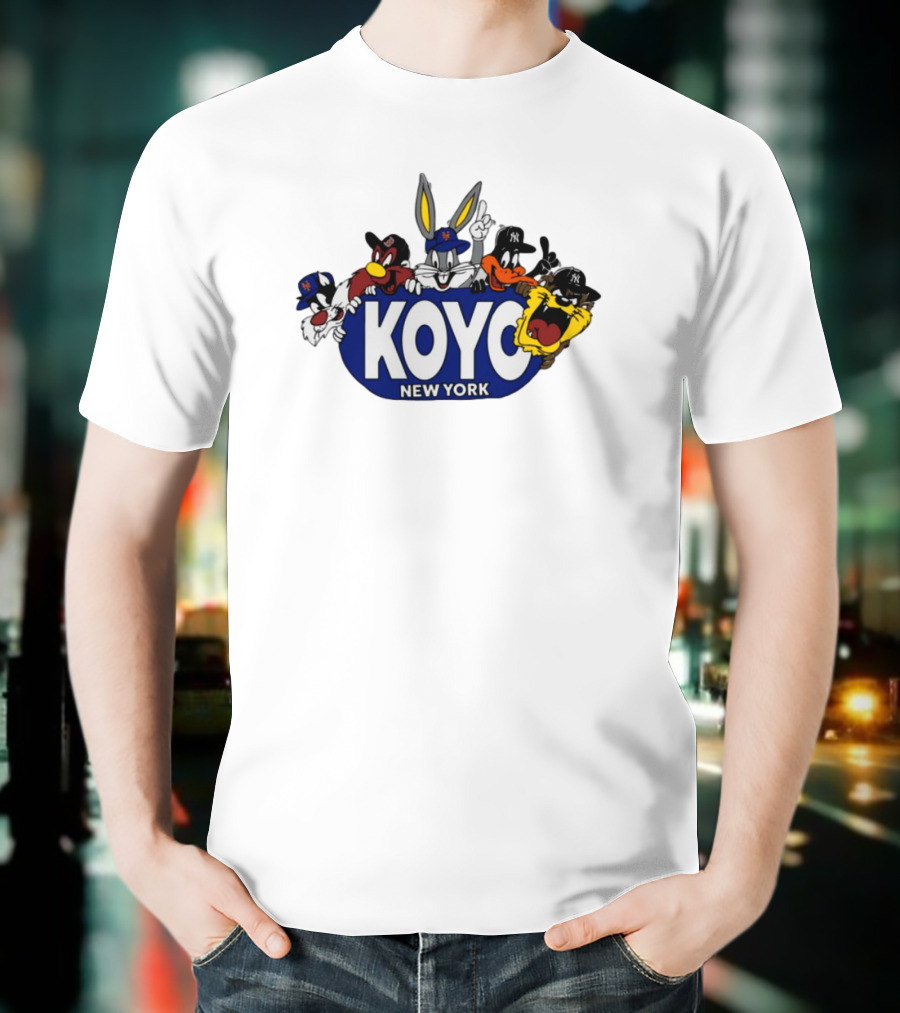 Koyo New York Looney Tunes Bugs Daffy Sylvester Taz Foghorn Baseball Yankees Mets T-Shirt