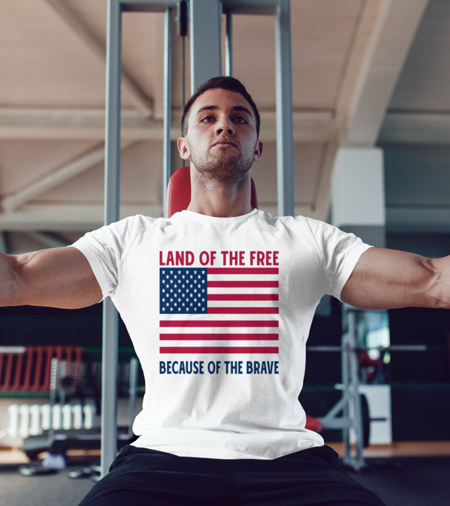 Land Of The Free Because Of The Brave American Flag Tribute T-Shirt