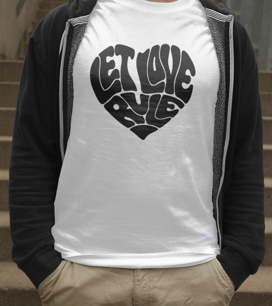 Lennykravitz Let Love Rule Heart Text Portrait Style T-Shirt