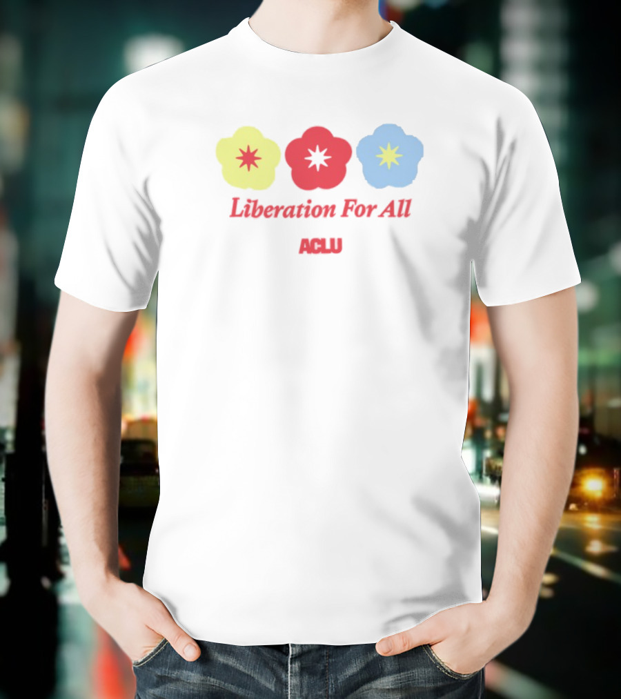 Liberation For All ACLU Flowers Red Yellow Blue T-Shirt