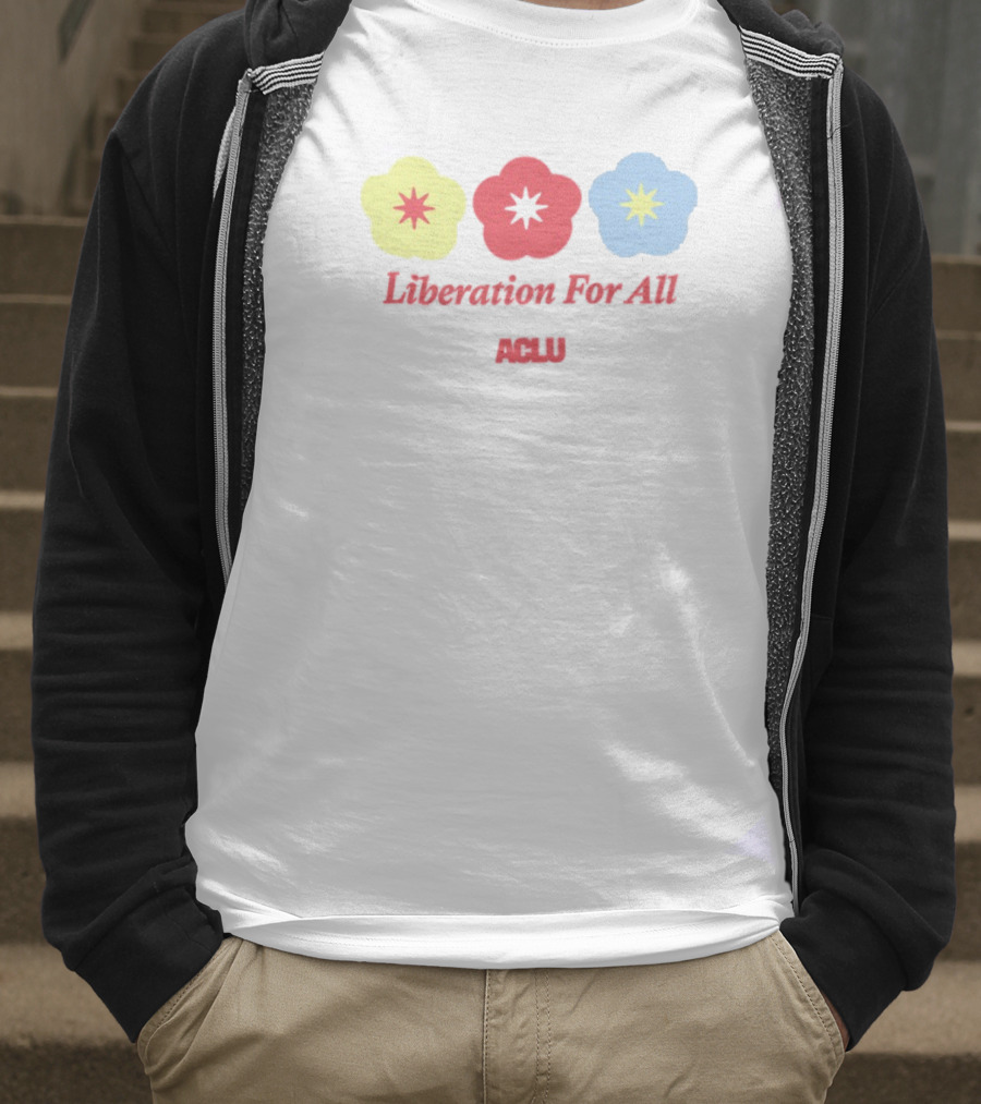 Liberation For All ACLU Flowers Red Yellow Blue T-Shirt