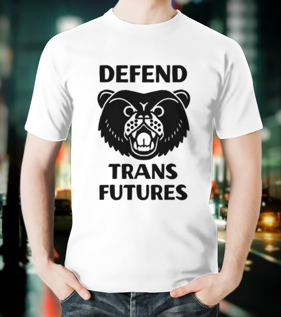 Defend Trans Futures Bear Symbol With Fangs T-Shirt