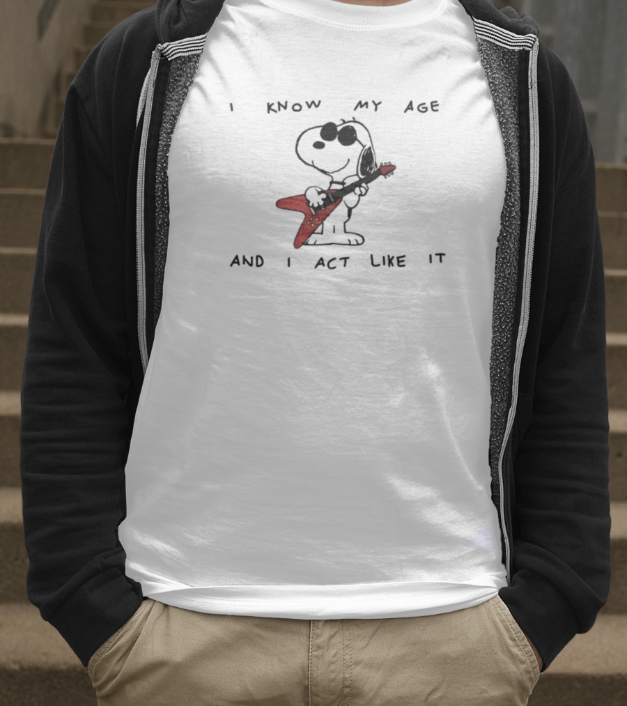 I Know My Age And I Act Like It Limited Edition Dog Electric Guitar T-Shirt