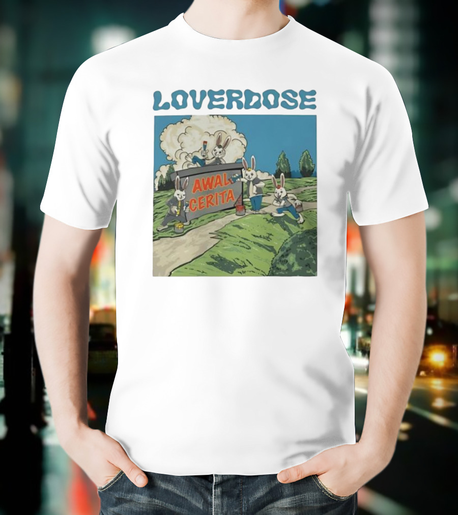 Loverdose Awal Cerita Rabbits Painting Sign T-Shirt