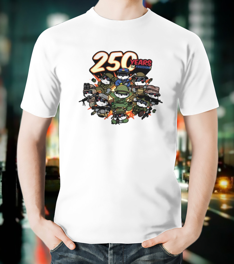 Mandatoryfunday 250 Years Of Freedom Military Characters Celebration T-Shirt