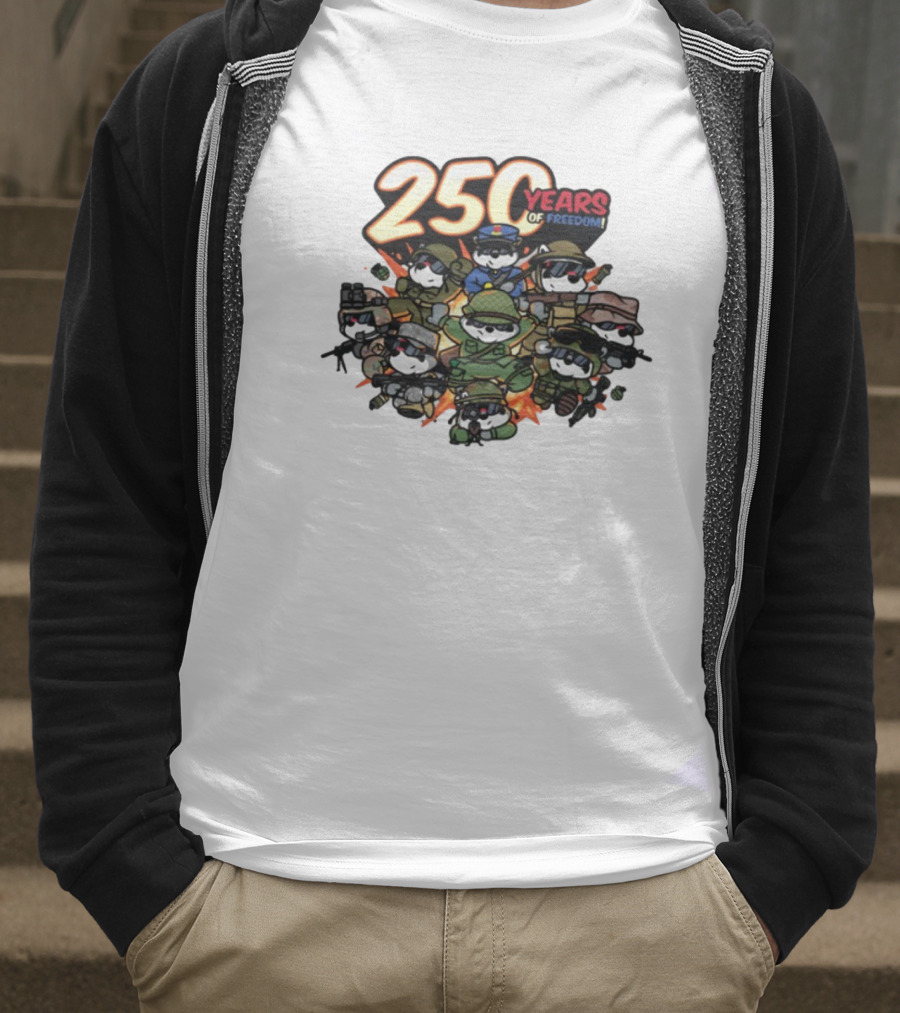 Mandatoryfunday 250 Years Of Freedom Military Characters Celebration T-Shirt