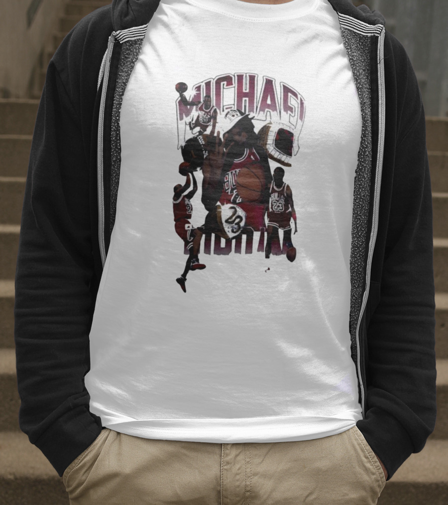 Michael Jordan Bulls Number 23 Iconic Basketball Collage T-Shirt