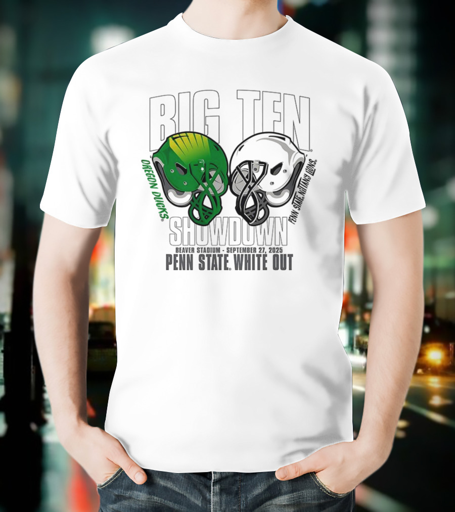 Penn State Nittany Lions Vs Oregon Ducks Football Big Ten Showdown 2025 White Out T-Shirt