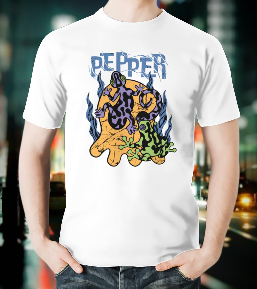 Pepper Skullconut Amphibians Psychedelic Frogs Graphic T-Shirt