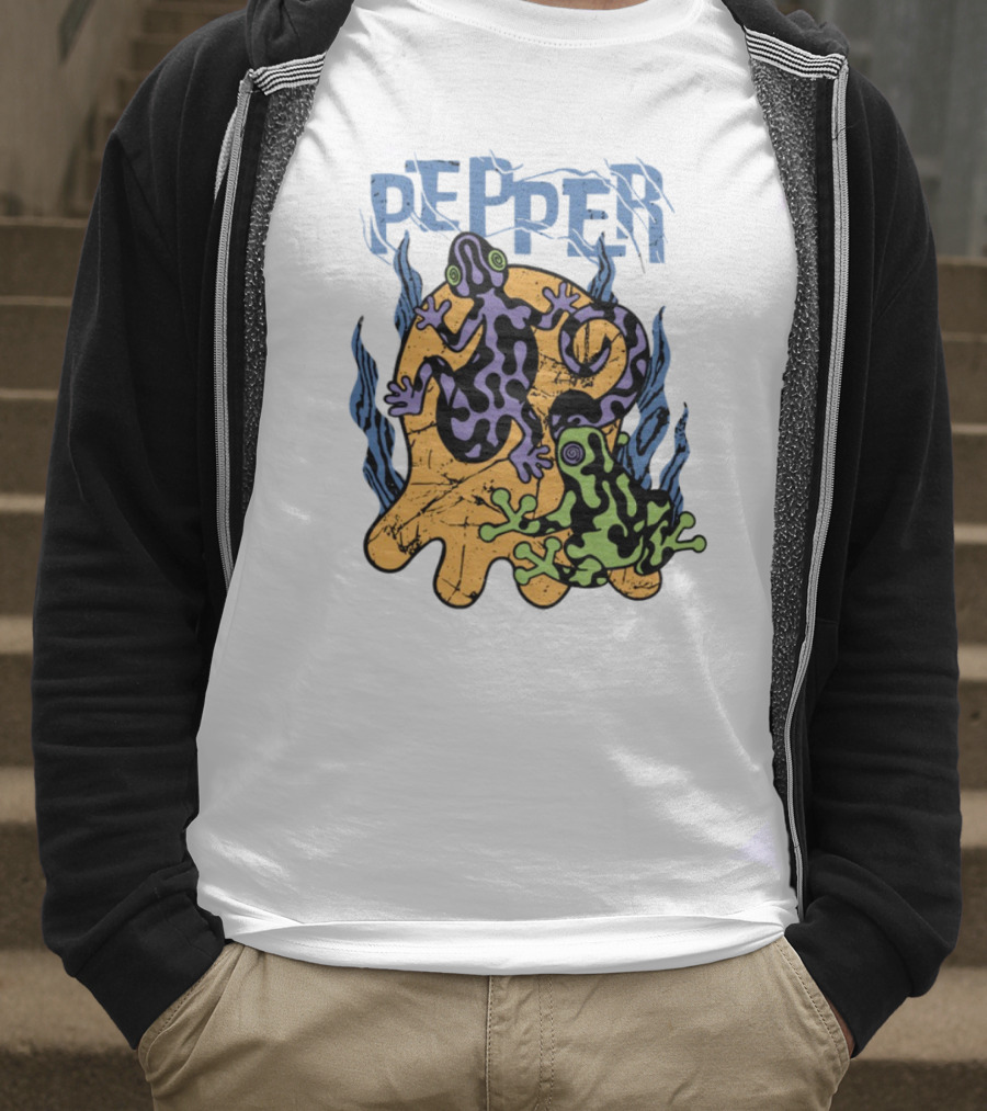 Pepper Skullconut Amphibians Psychedelic Frogs Graphic T-Shirt