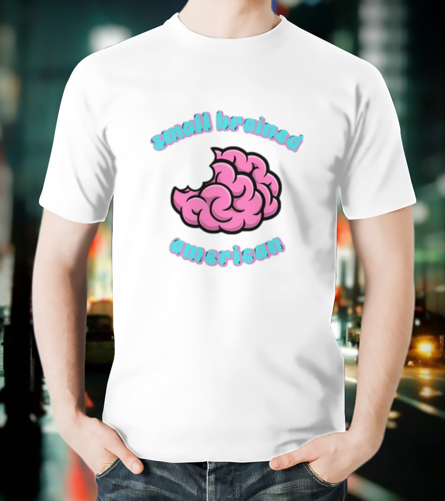 Small Brained American Pink Brain Illustration T-Shirt