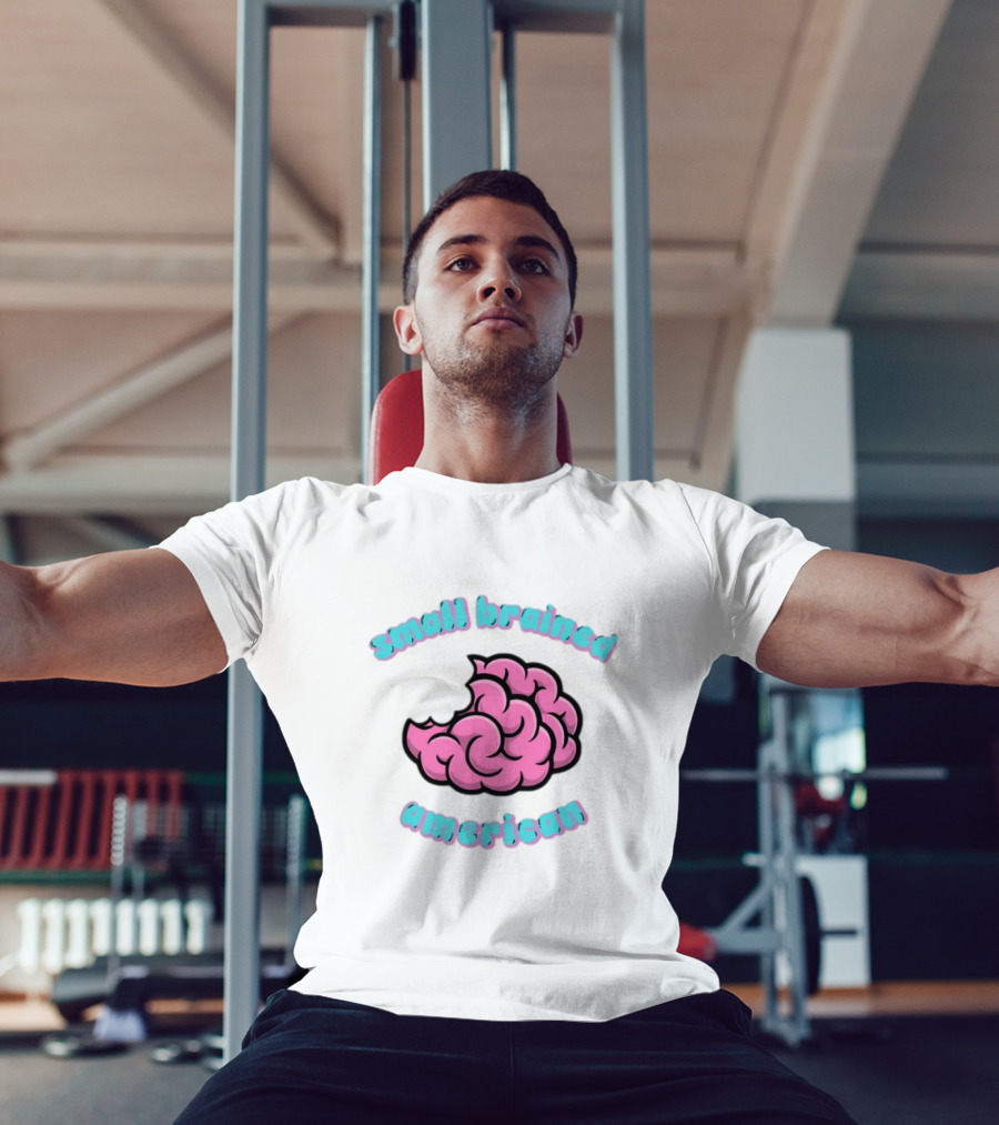 Small Brained American Pink Brain Illustration T-Shirt