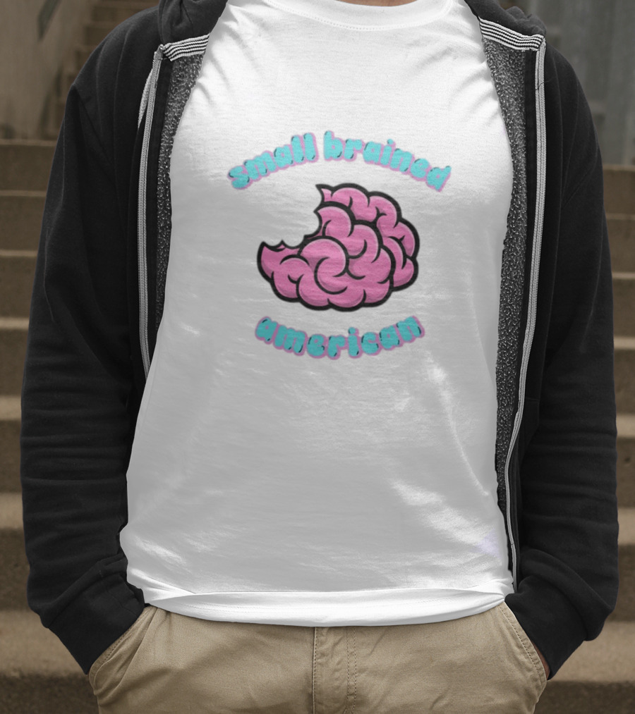 Small Brained American Pink Brain Illustration T-Shirt